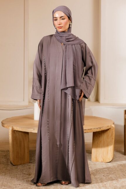 Embroidered Button Through Abaya