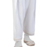 Women's White Shalwar with Embroidered Border